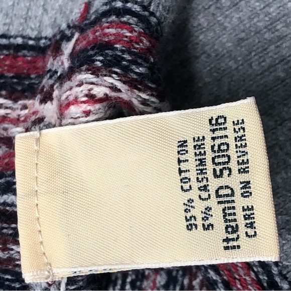 L.L. Bean Cardigan Fair Isle Cotton Cashmere Blend Sweater Gray Pink Size Large - Picture 7 of 14